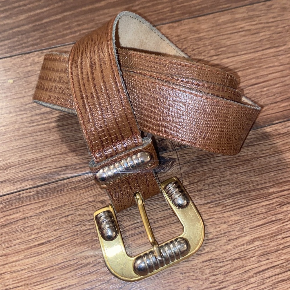 Vintage western leather belt with gold and silver hardware